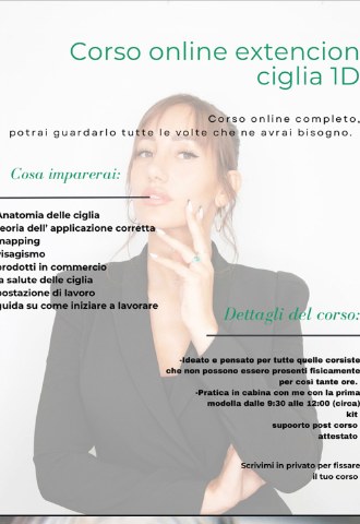 Locandina corso online extension ciglia 1D